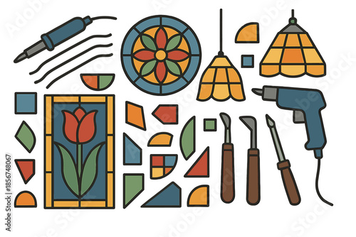 Stained glass crafting elements and tools