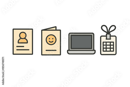 Set of four icons on a gray background