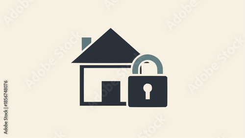 Secure home illustration featuring a padlock and house icon