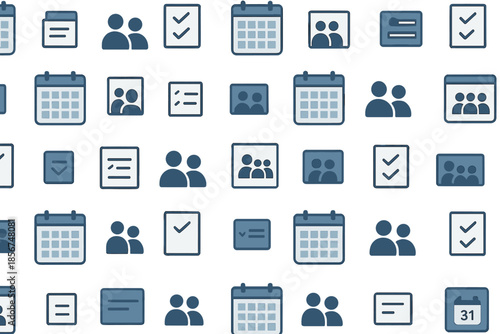 Seamless pattern of social media and scheduling icons