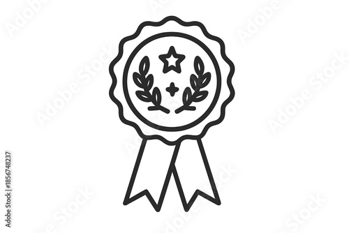 Ribbon Award Badge with Laurel Wreath and Star
