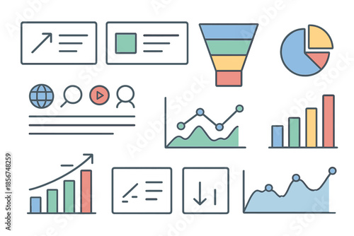Data visualization and analytics dashboard icons