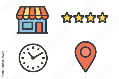 Set of four icons representing business services