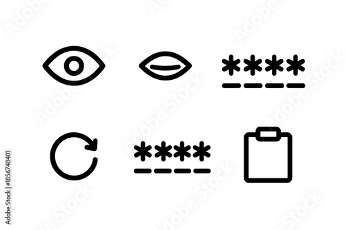 Set of security and login icons on a dark background