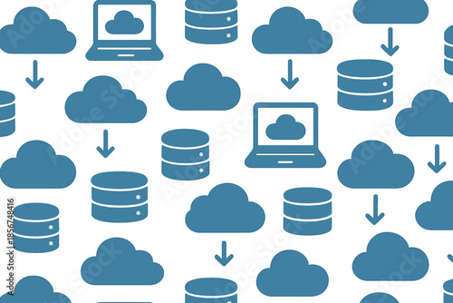 Cloud Computing and Data Storage Seamless Pattern