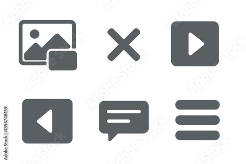 Set of Modern UI Icons on Dark Background