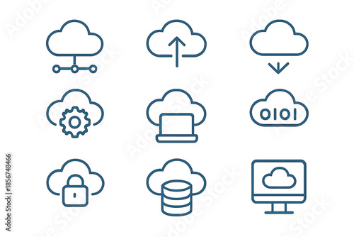 Cloud Computing Icons on Dark Background