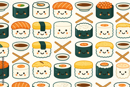 Cute Kawaii Sushi Pattern