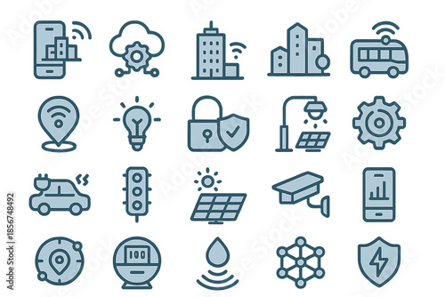 Smart City Technology Icons Set