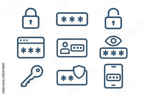 Cybersecurity and Online Security Icons Set