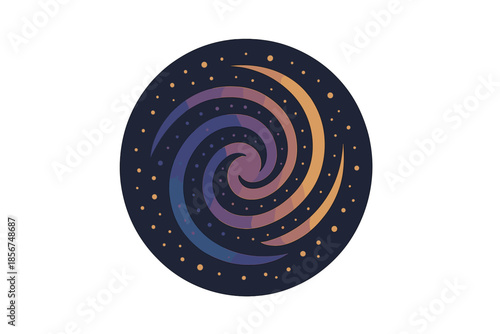 Abstract Spiral Galaxy with Stars on Gradient Background