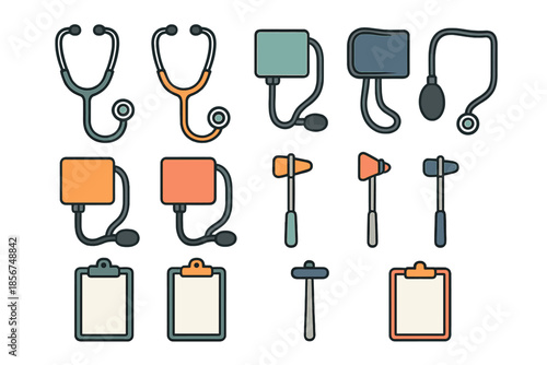 Collection of medical instruments icons