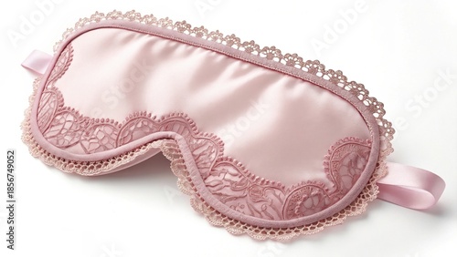 Elegant pink satin sleep mask with lace trim for beauty sleep