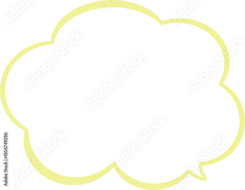 黄色の縁取りの雲の形をしたふきだし。広いテキストスペースとシンプルさで使いやすい。