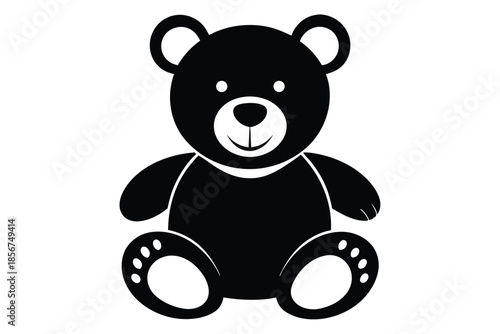 teddy bear silhouette line art vector illustration