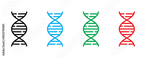 DNA helix icon set vector on white background.  genetics, biology, science, molecule symbol. vector illustration.