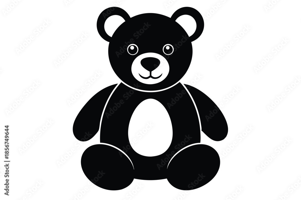 Obraz premium teddy bear silhouette line art vector illustration