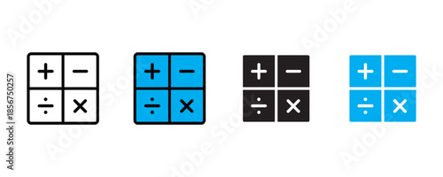 Calculator button icon set vector on white background. accounting, calculation, number symbol. vector illustration.