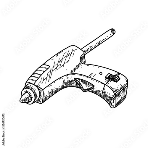 hand drawn glue gun line art vector illustration