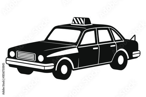 taxi silhouette line art vector illustration