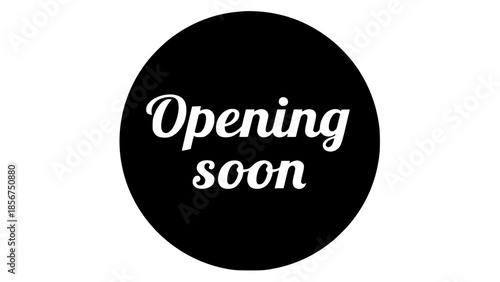 Opening soon event white and black icon