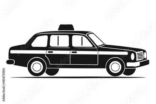 taxi silhouette line art vector illustration