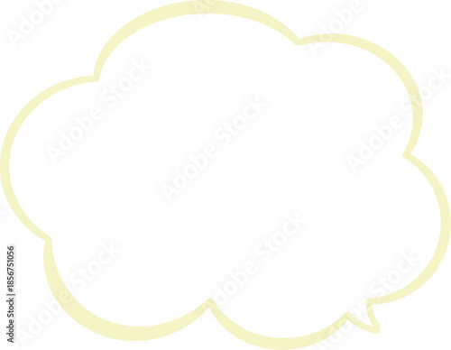 黄色の縁取りの雲の形をしたふきだし。広いテキストスペースとシンプルさで使いやすい。