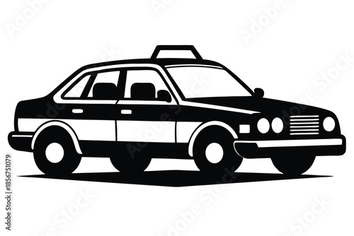 taxi silhouette line art vector illustration