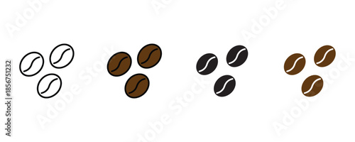 Coffee bean icon set vector on white background. roasting process, coffee lover, coffee culture, coffee bean symbol. vector illustration.