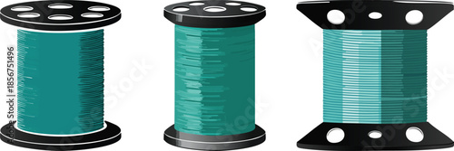 Full sewing thread spool icon with central hole ideal for tailoring textile craft branding