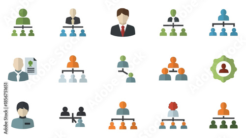 Collection of Business Organizational Chart Icons.