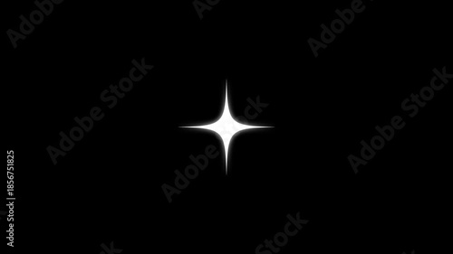 Twinkling star set Hand drawn white sparkles in doodle style on The star effects or magical appearance,Set of animated cartoon Alpha channel,glowing light trails,shining on black screen background.4K