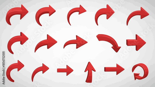 Collection of Red Arrows Pointing Various Directions.