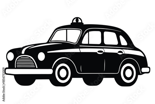 taxi silhouette line art vector illustration