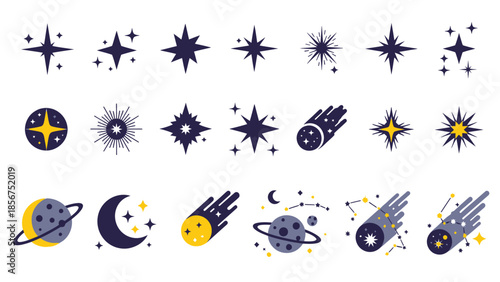 Collection of Space Icons and Symbols.