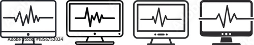 Heartbeat monitor screen icon with ecg line representing hospital diagnostics medical monitoring systems