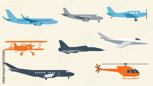 Collection of Various Airplanes and Helicopters.