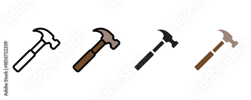 Hammer icon set vector on white background. carpentry, renovation, building, repair, maintenance symbol. vector illustration.