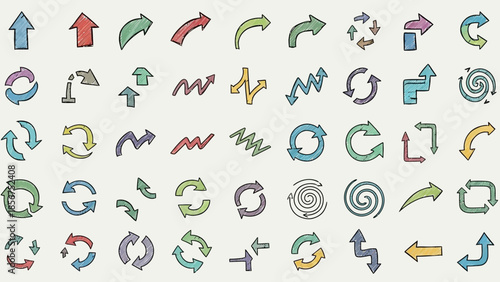 Collection of Various Colorful Arrows and Symbols.