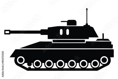 tank silhouette line art vector illustration