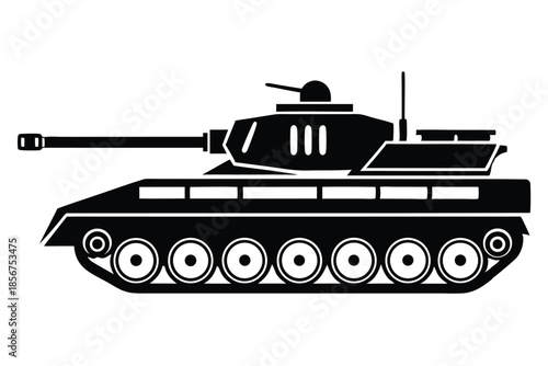 tank silhouette line art vector illustration