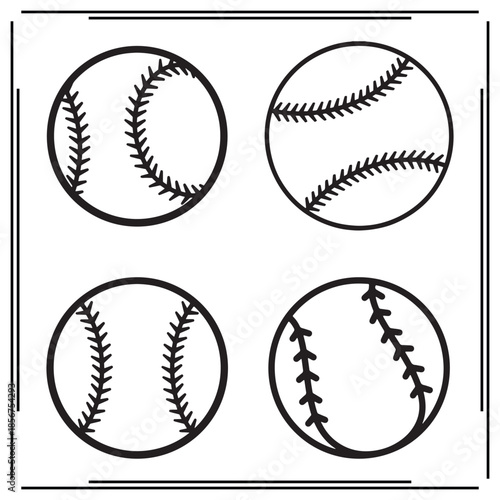 A big collection of Baseball   silhouette set, Baseball  silhouette logo isolated on white background.				