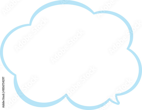水色の縁取りの雲の形をしたふきだし。広いテキストスペース。