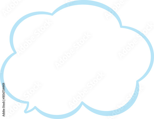 水色の縁取りの雲の形をしたふきだし。広いテキストスペース。