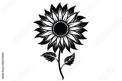 sunflower silhouette line art vector illustration