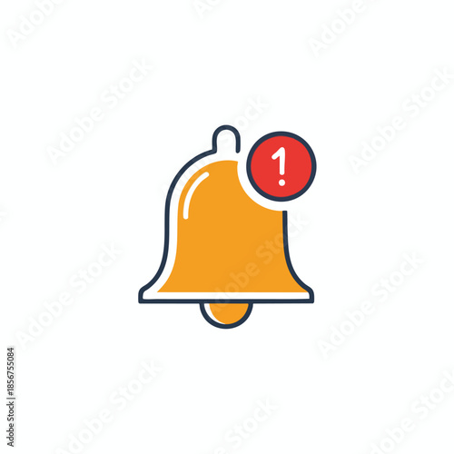 A bell icon with an orange body, dark border, and a red circle with the number 1