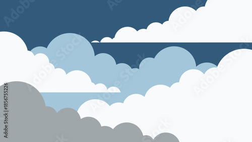 A beautiful flat design illustration of a cloudy sky.