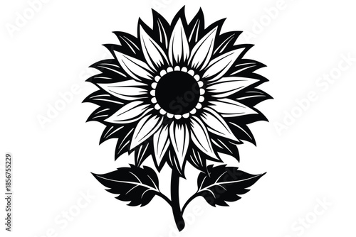 sunflower silhouette line art vector illustration