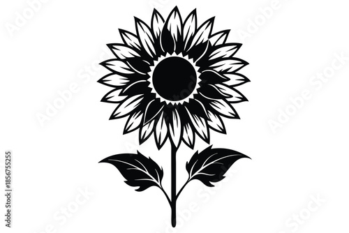sunflower silhouette line art vector illustration