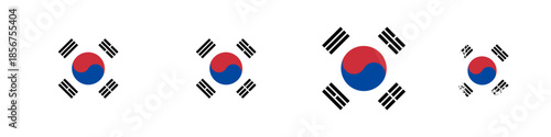 south korea circular flag, south korea rectangular flag, south korean map flag flat icon